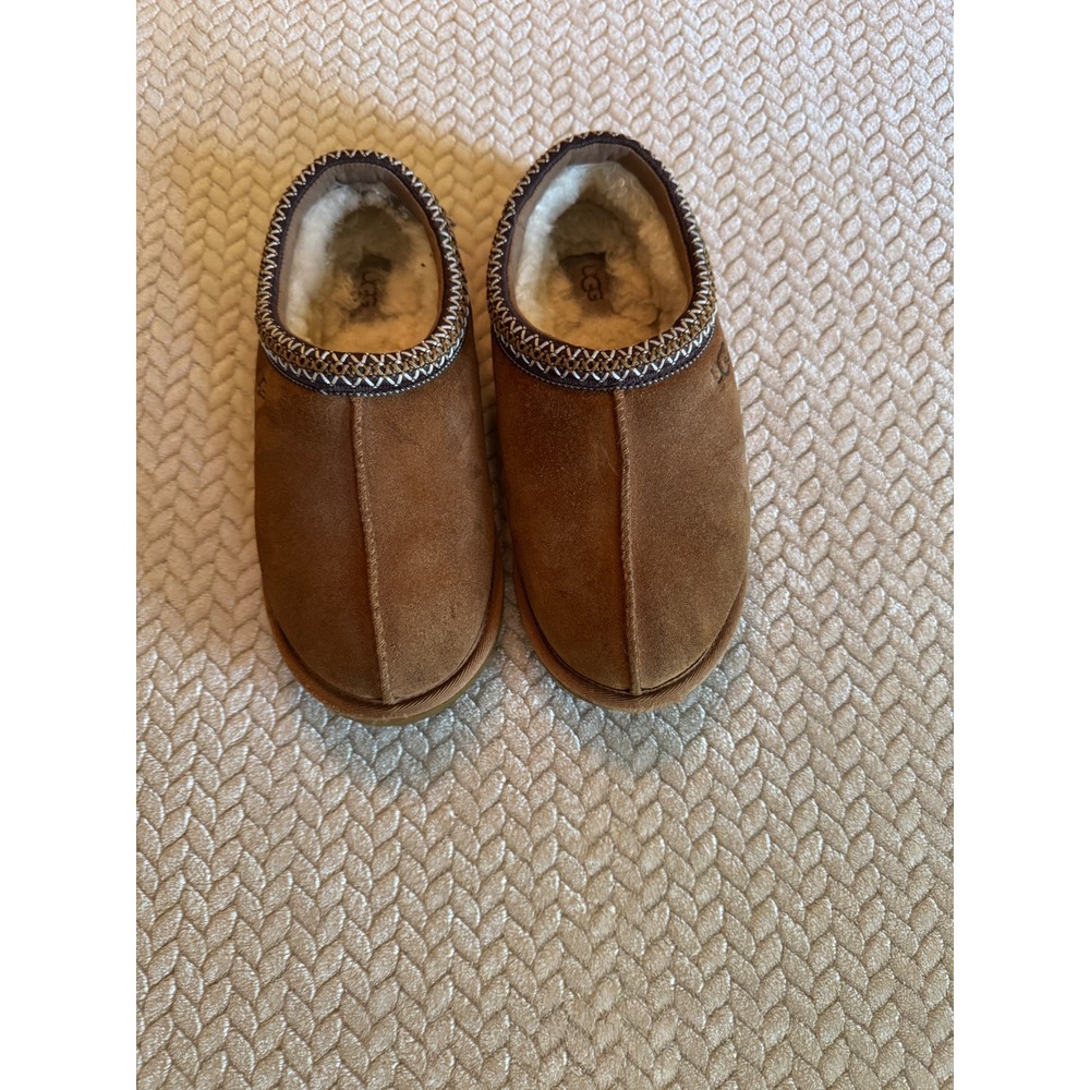 UGG Tasman II Suede Slippers Chestnut Brown Sheepskin Lined Mens Size 7